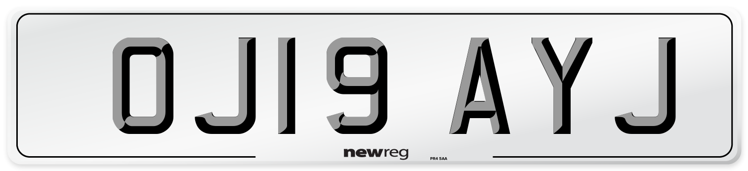 OJ19 AYJ Number Plate from New Reg